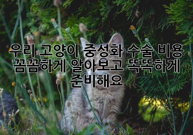 우리 고양이, 중성화 수술 비용 꼼꼼하게 알아보고 똑똑하게 준비해요!