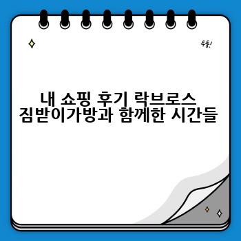 내 쇼핑 후기 락브로스 짐받이가방과 함께한 시간들