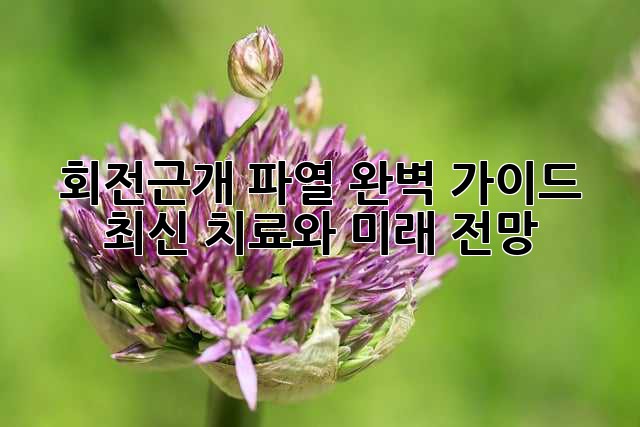 회전근개 파열, 완벽 가이드: 최신 치료와 미래 전망