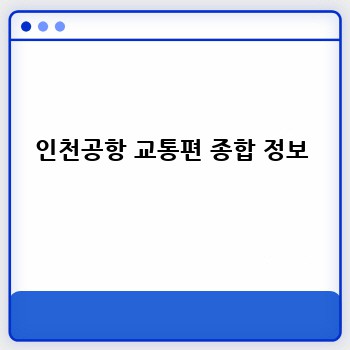 인천공항 교통편 종합 정보