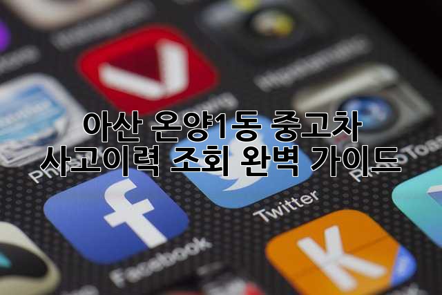 아산 온양1동 중고차 사고이력 조회 완벽 가이드