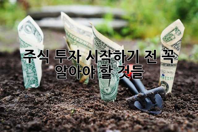 주식 투자 시작하기 전, 꼭 알아야 할 것들!