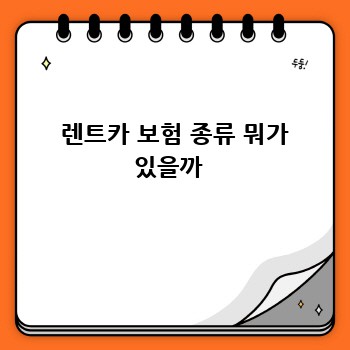  렌트카 보험 종류 뭐가 있을까 