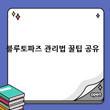 블루토파즈 관리법 꿀팁 공유 